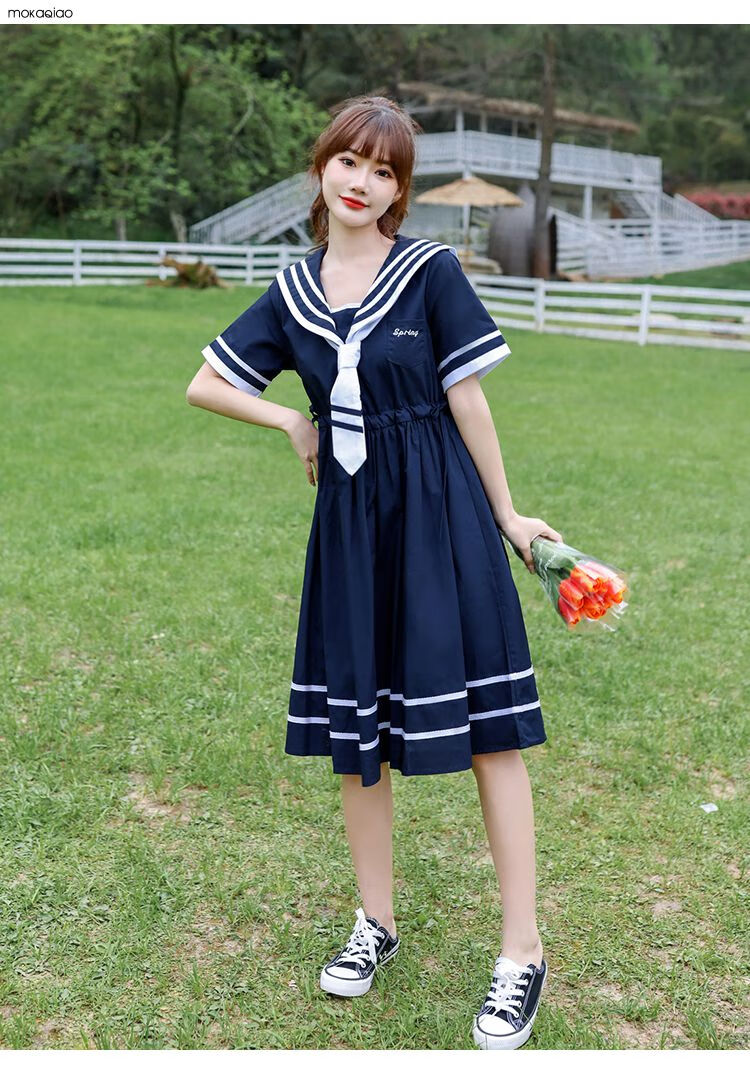 茉卡俏夏天女生连衣裙学生夏季高中生初中生裙子韩版短袖衣服长款仙女