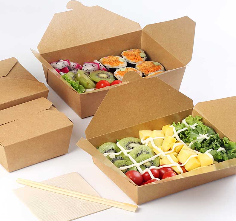 一次性外卖纸餐盒炸鸡打包盒长方形沙拉寿司炒饭牛皮纸盒便当饭盒 12