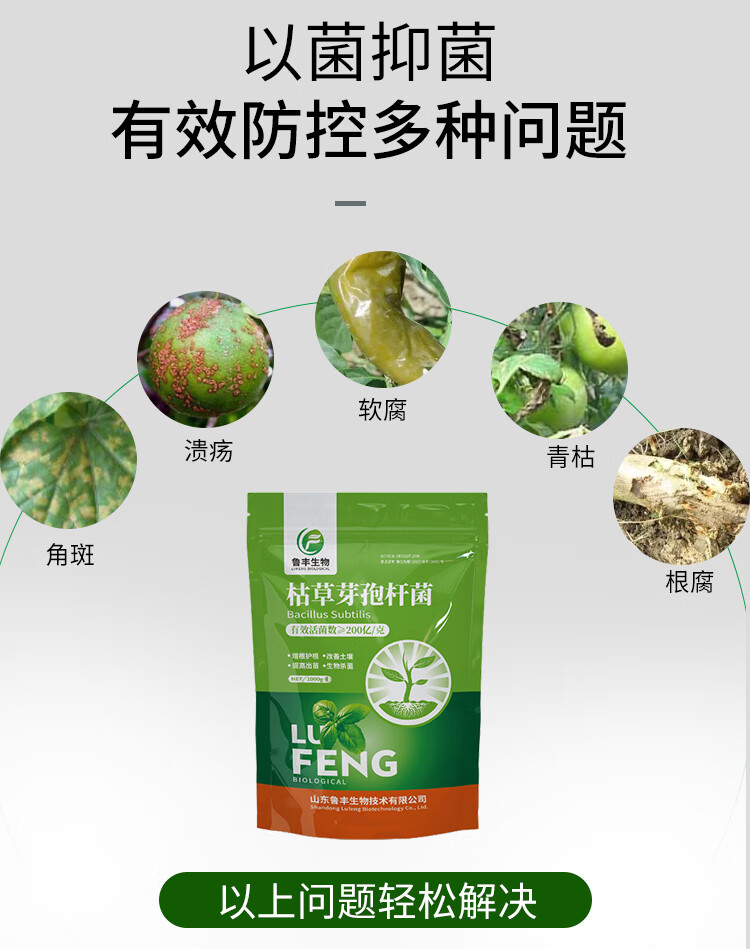 200亿克枯草芽孢杆菌微生物菌剂死苗烂根土壤病害有机肥料1000g肥源地