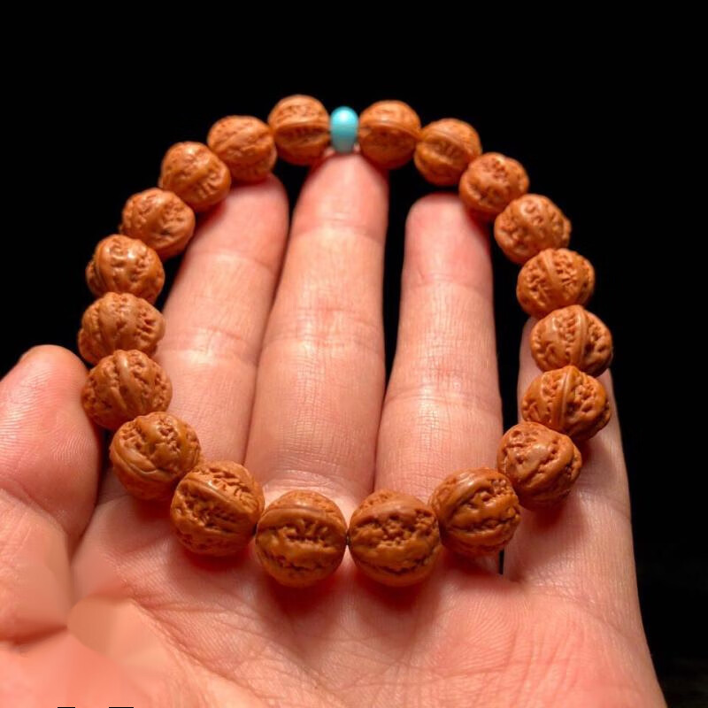 京八棱手串野生文玩小核桃手持龙纹桃核雕刻桃木手链桃胡粗筋八棱 粗