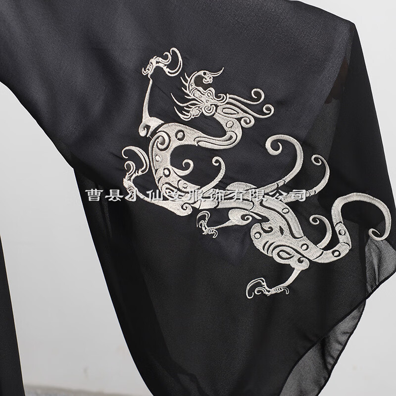 儿童汉服男童12岁四季通用龙袍刺绣古装夏季黑色披风袍侠客古装 黑色