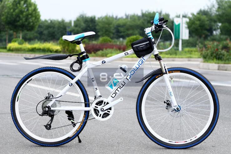 宝马自行车一体轮26寸24寸宝马山地车自行车21速24速27速碟刹一体轮