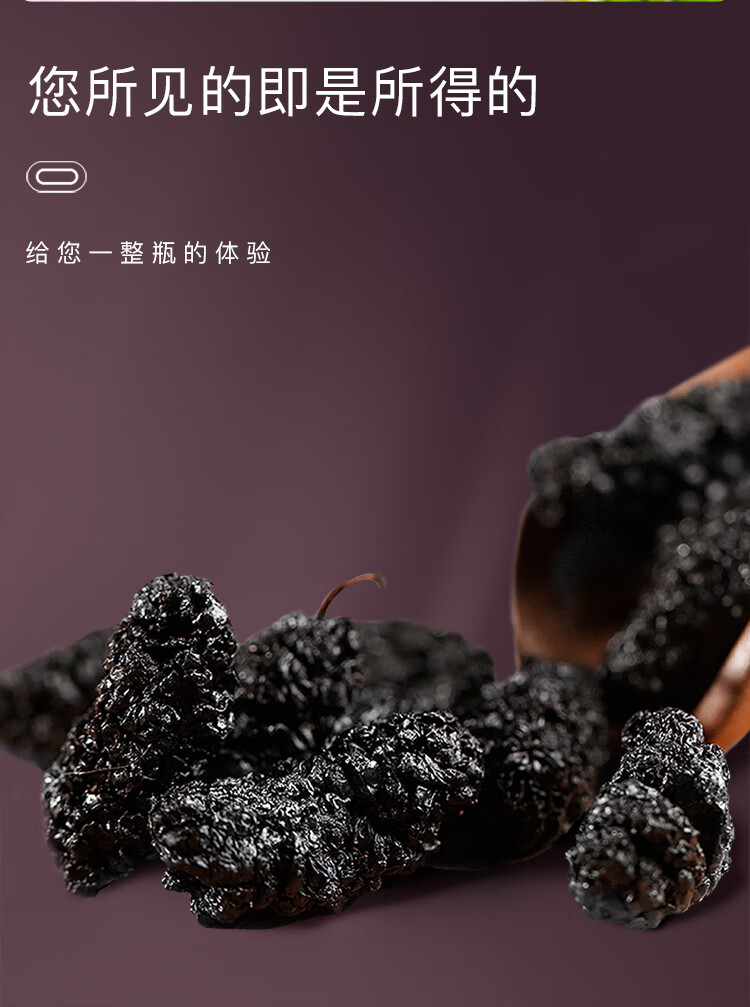 福东海 桑葚干 精选无沙黑桑椹子干即食桑椹茶养生泡茶可搭新疆即食无