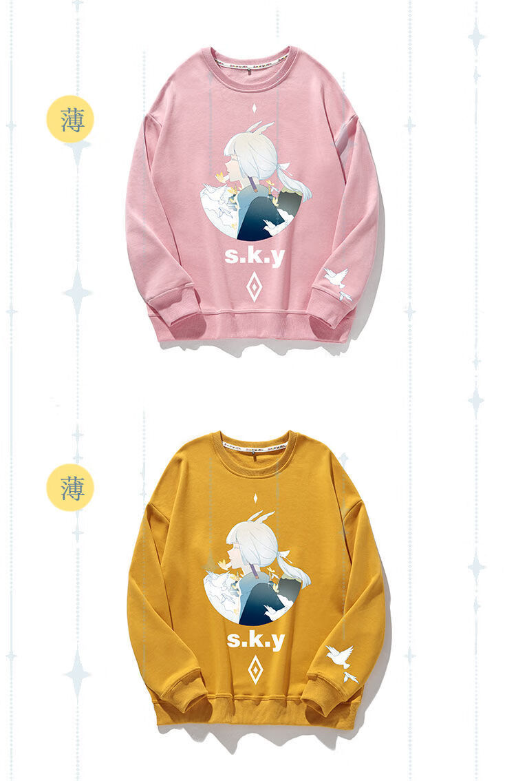 将悦2022新款动漫sky光遇游戏白鸟周边圆领套头卫衣学生女闺蜜情侣 二