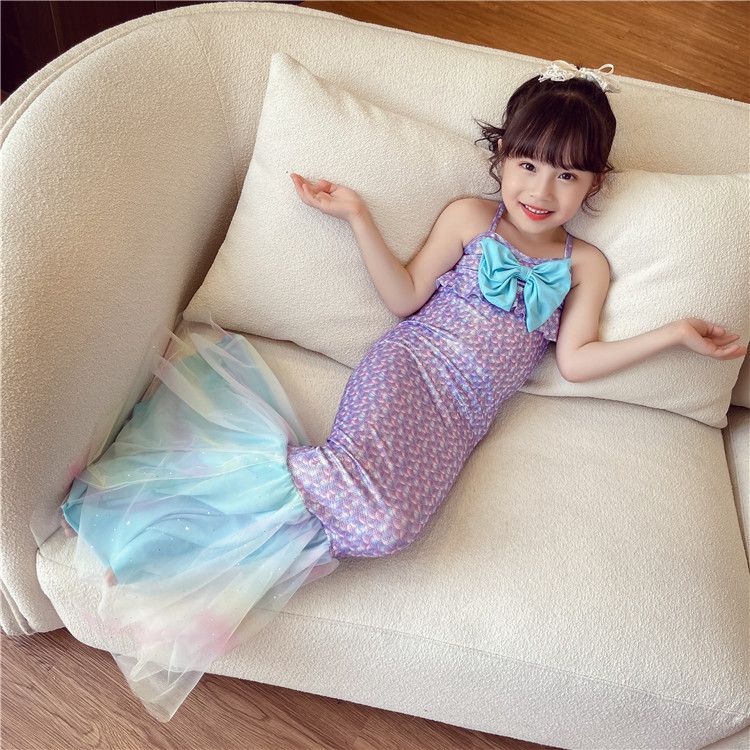 美人鱼尾巴女童连体泳装夏装2022新款洋气美人鱼尾巴游泳衣女孩公主