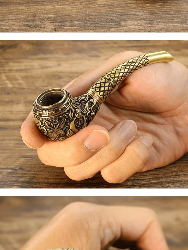 英国dunhill登喜路同款烟斗铜烟斗老式铜短款银东手工高端烟斗男士