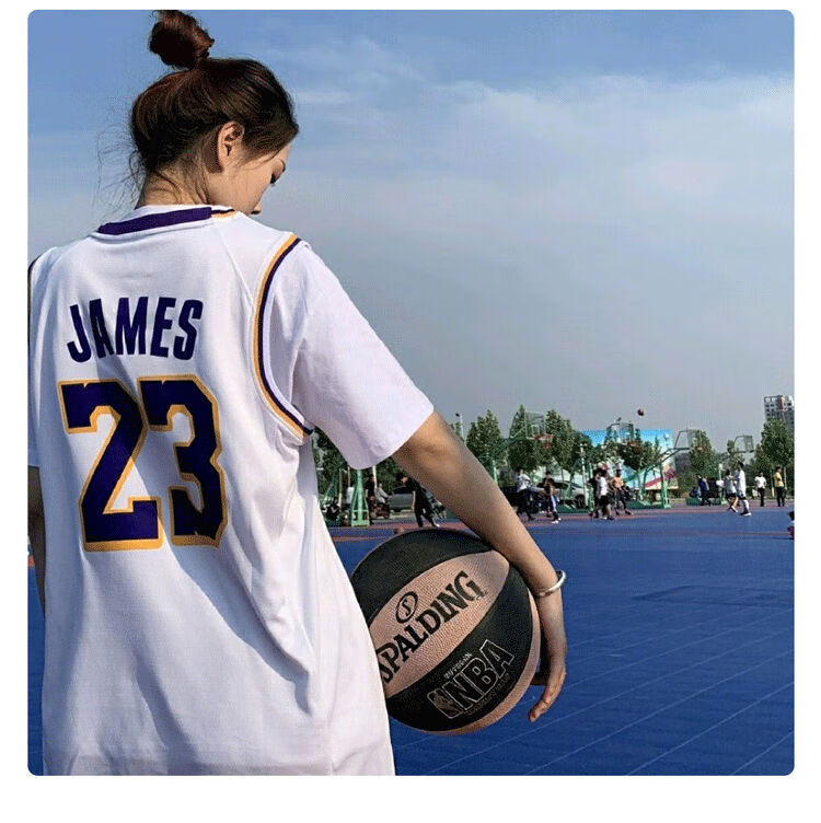 球衣男情侣宽松外穿bf学生库里女篮球背心白色单上衣t恤l女生身高148