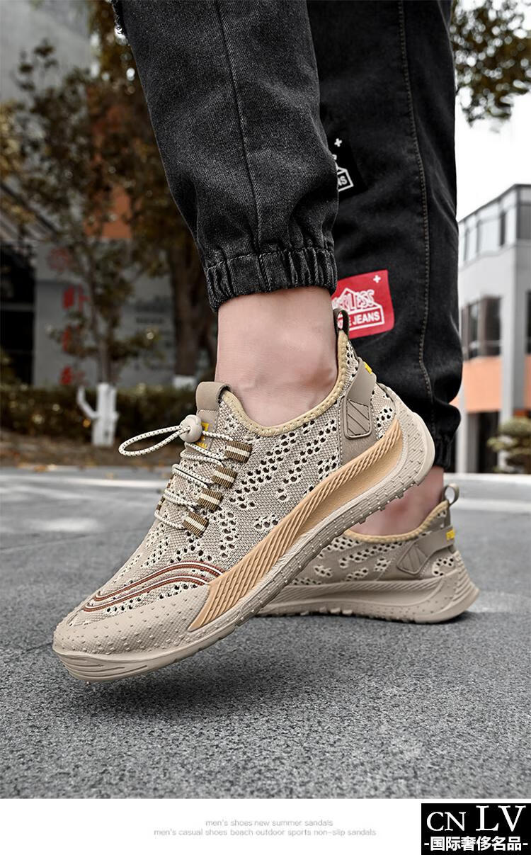意大利国际轻奢侈品牌cnlv大牌男鞋春季透气百搭休闲镂空网面运动鞋男