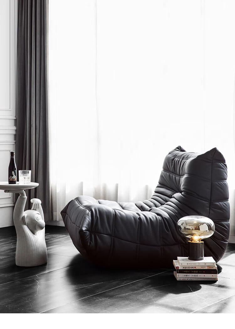 北欧togo毛毛虫懒人休闲沙发客厅设计师网红ins轻奢单人躺椅 鹿绒布