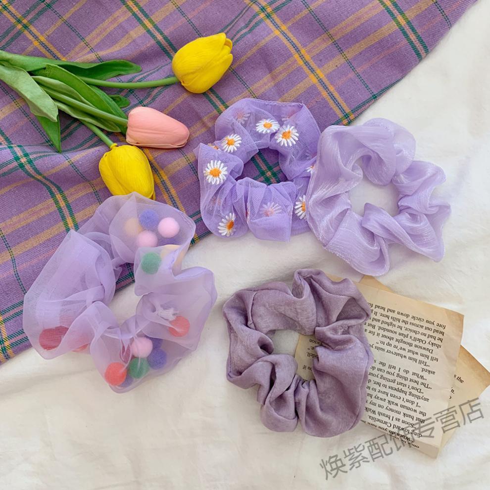 韩国小清新少女心大肠发圈brandy头绳香芋紫大肠圈多肉葡萄紫发圈 4