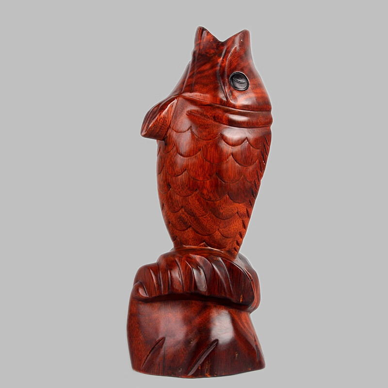 木雕木雕鲤鱼跳龙门红木金龙鱼实木制工艺品家居开业生日礼物摆件大跳