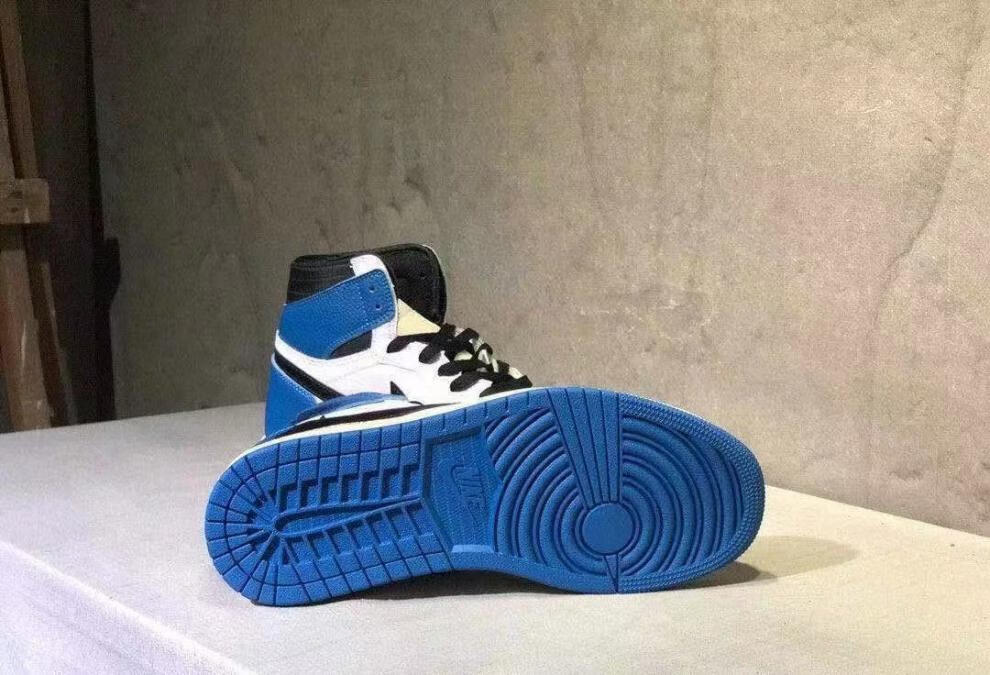 aj1倒钩藤原浩ts三方联名板鞋男鞋运动鞋低帮女鞋高帮 高帮蓝色【高