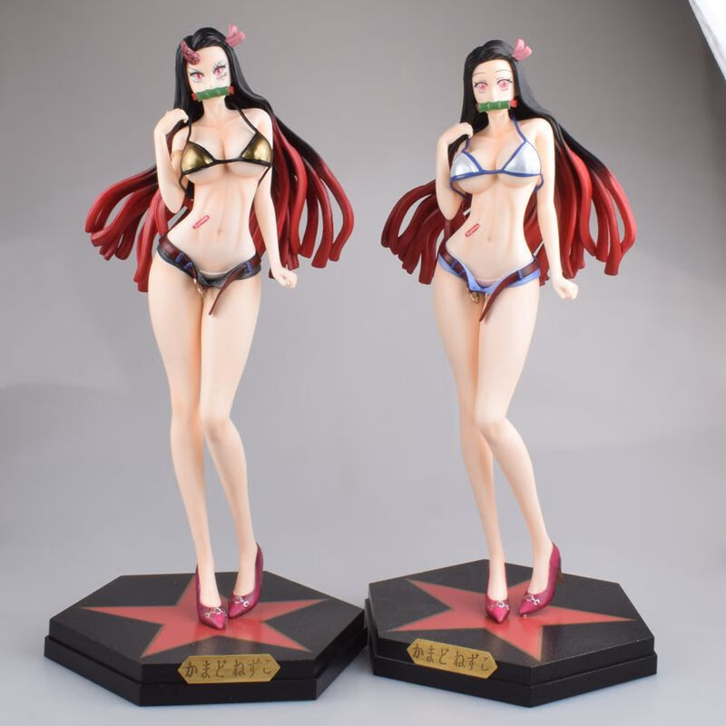 鬼灭之刃 潮流 潮牌泳装 灶门祢豆子 黑/蓝色 泳装站姿盒装美少女动漫