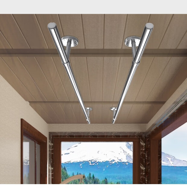 隐藏晾衣架 晾衣架阳台吊顶式固定栏杆顶装不锈钢悬挂吊挂晾衣杆隐多