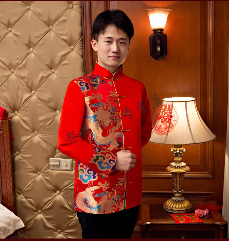 穿的秀禾服男装唐装马褂古装婚服红秀禾服男中式新郎结婚礼服古代婚服