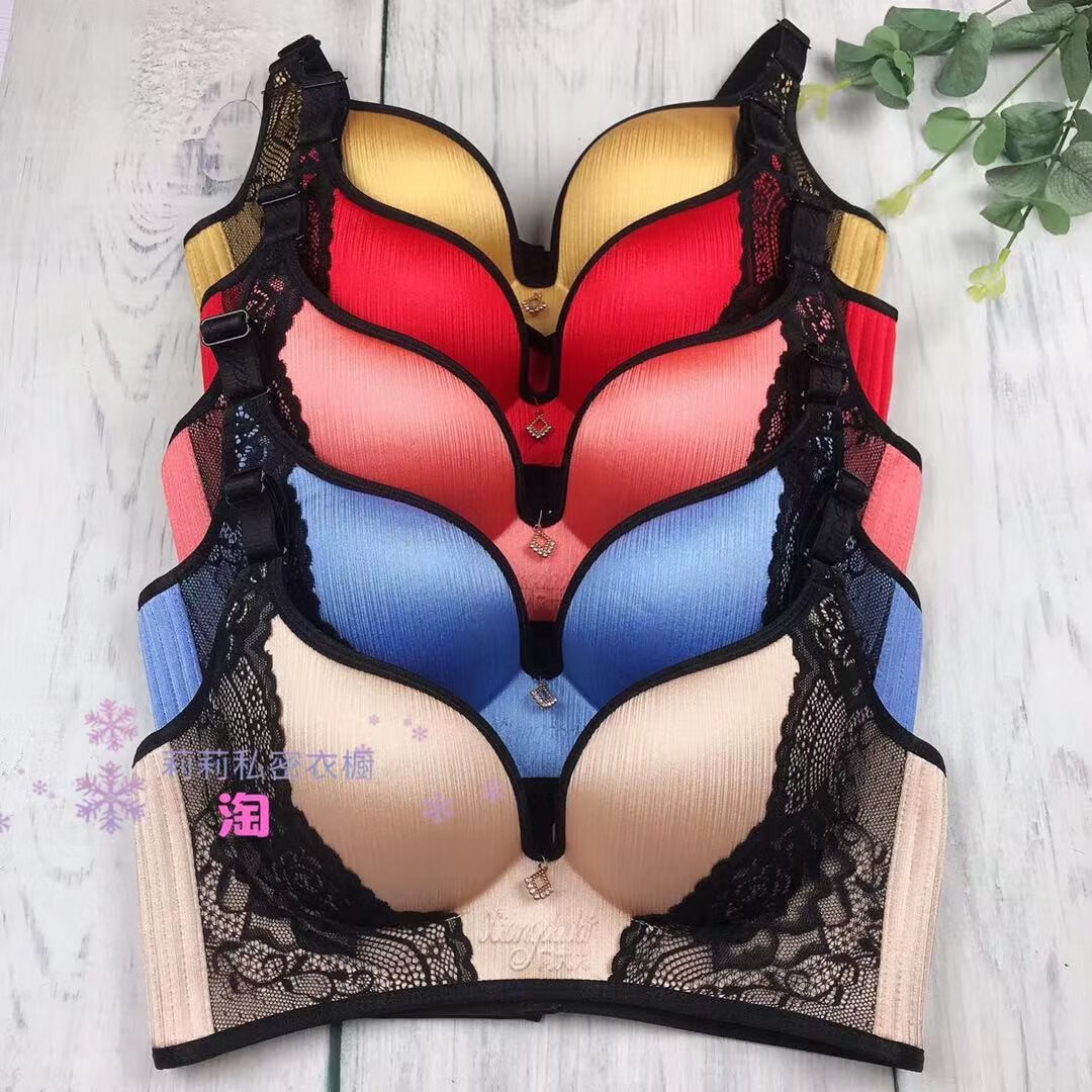 向太太衣经典蕾丝薄款无钢圈正品聚拢收副乳女士文胸套装蕾丝薄款天蓝