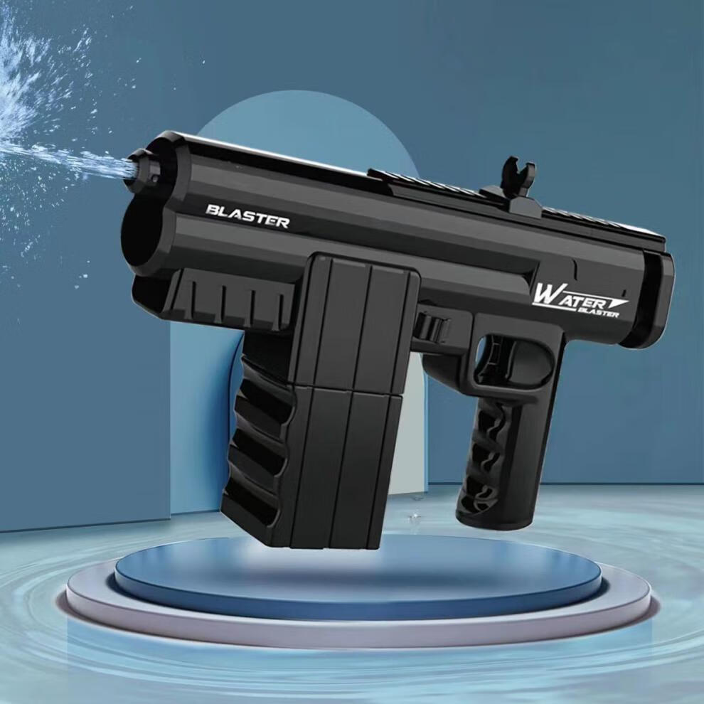 同款夏季新款电动水枪玩具高压水枪连泳池沙滩戏水玩具 黑自动玩具枪