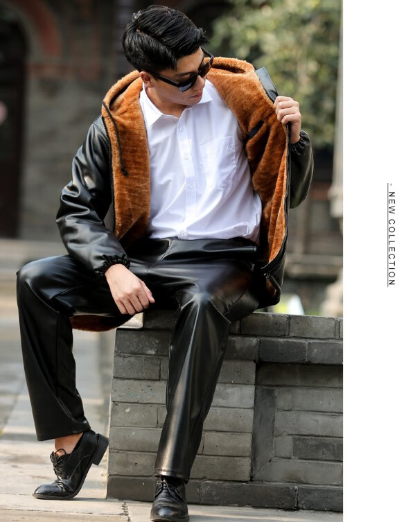 劳保皮衣皮裤套装男工作服中老年加绒加厚冷库保暖防风防水防油pu革明