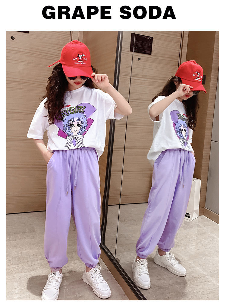 disney迪士尼女童夏装套装纯棉儿童夏天运动衣服小女孩夏季洋气短袖