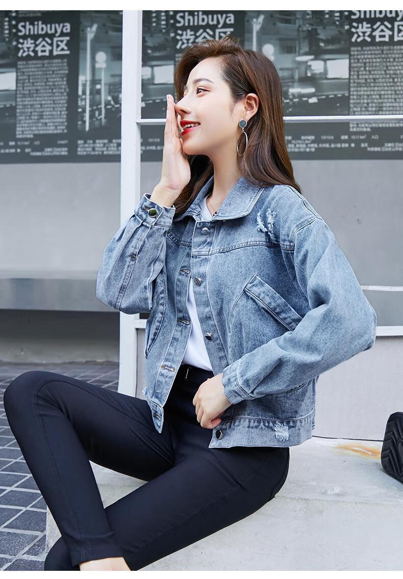 新款女装短外套2022牛仔外套女士春秋新款短款韩版宽松小个子百搭原宿