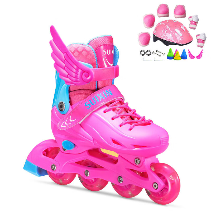 专业溜冰鞋儿童男女童全闪套装357912岁滑冰鞋儿童旱冰鞋滑轮滑鞋有