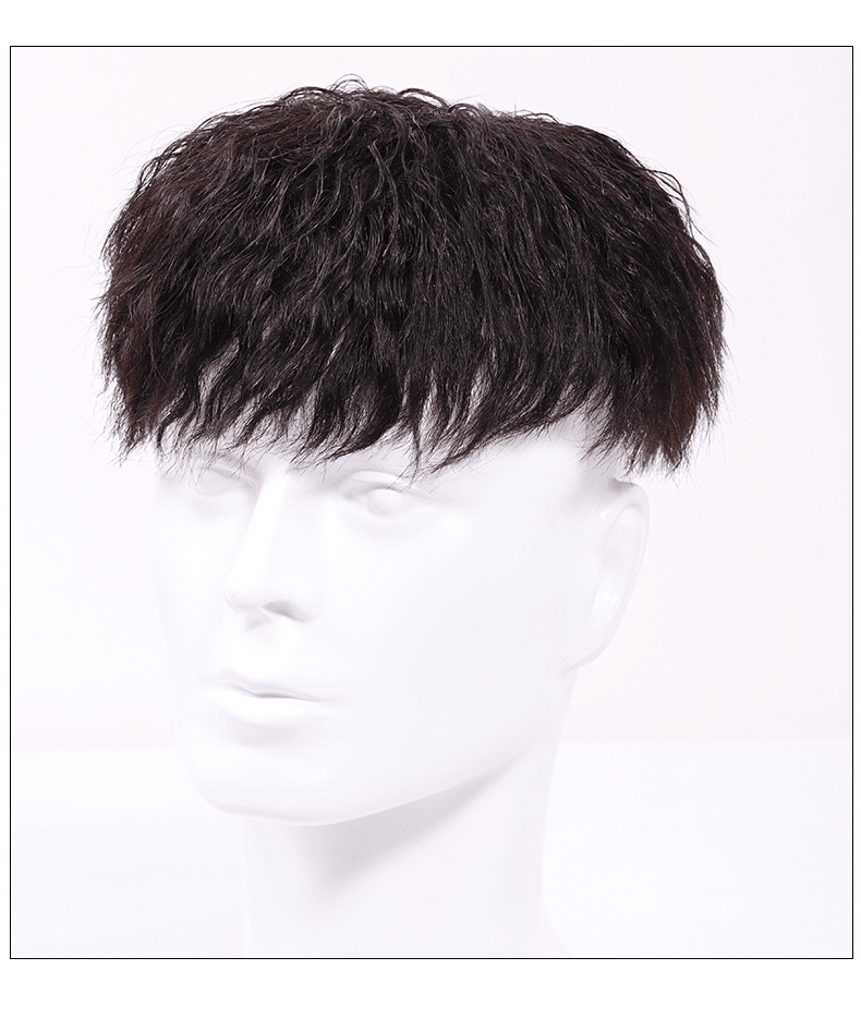 假发男短发时尚帅气锡纸烫泡面卷发韩版潮流款全真人发头顶补发片