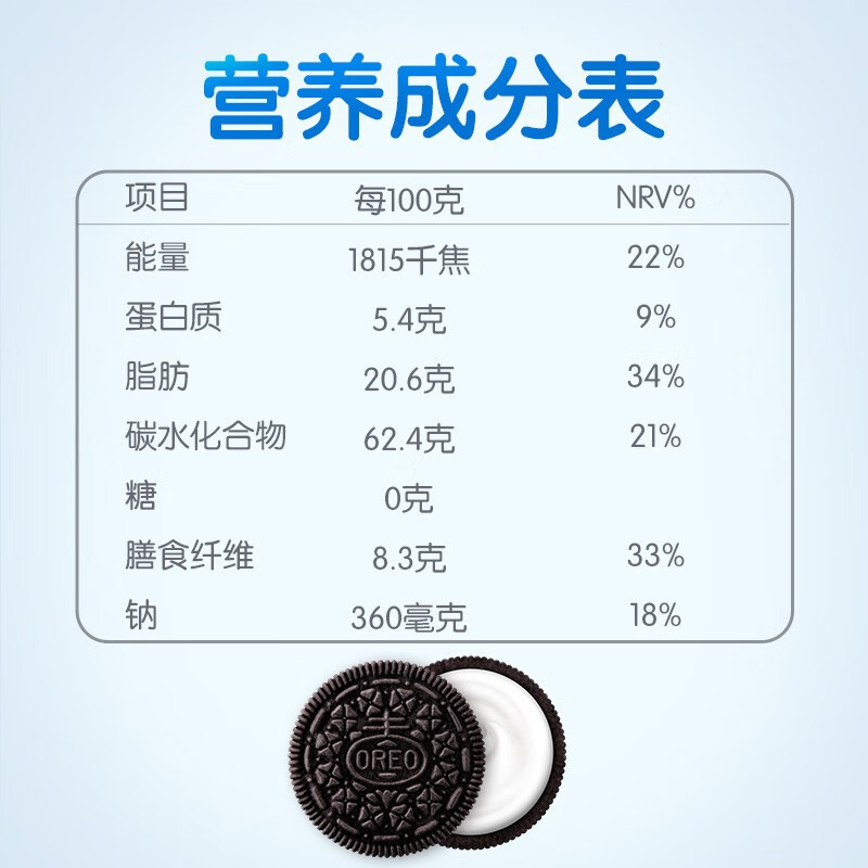 奥利奥0糖夹心饼干巧轻脆巧克力饼干97g4盒零糖健康儿童早餐下午茶