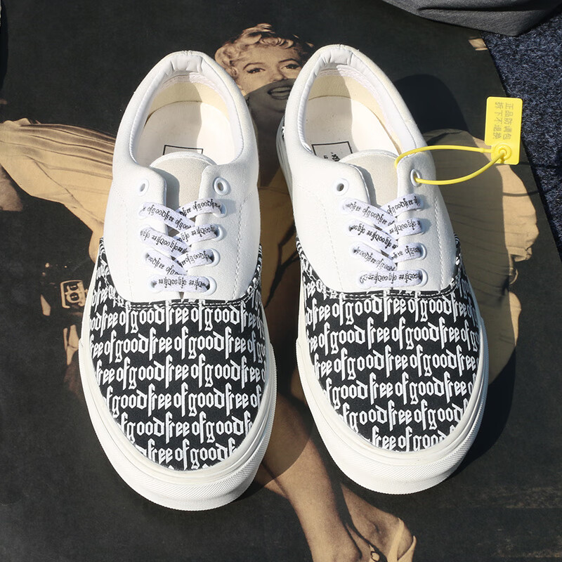 wanshi方其鞋男旗舰店官网fog鞋子半印大码男鞋高街板鞋帆 英文字母