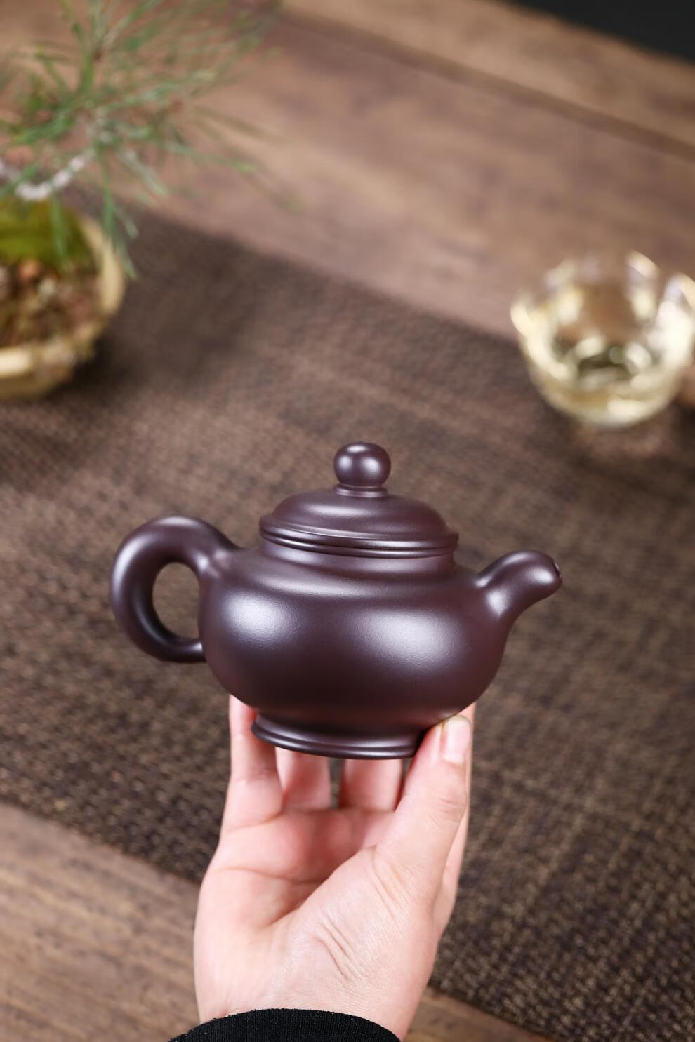 宜兴紫砂壶全手工家藏紫茄泥道洪掇只定制茶壶紫茄泥
