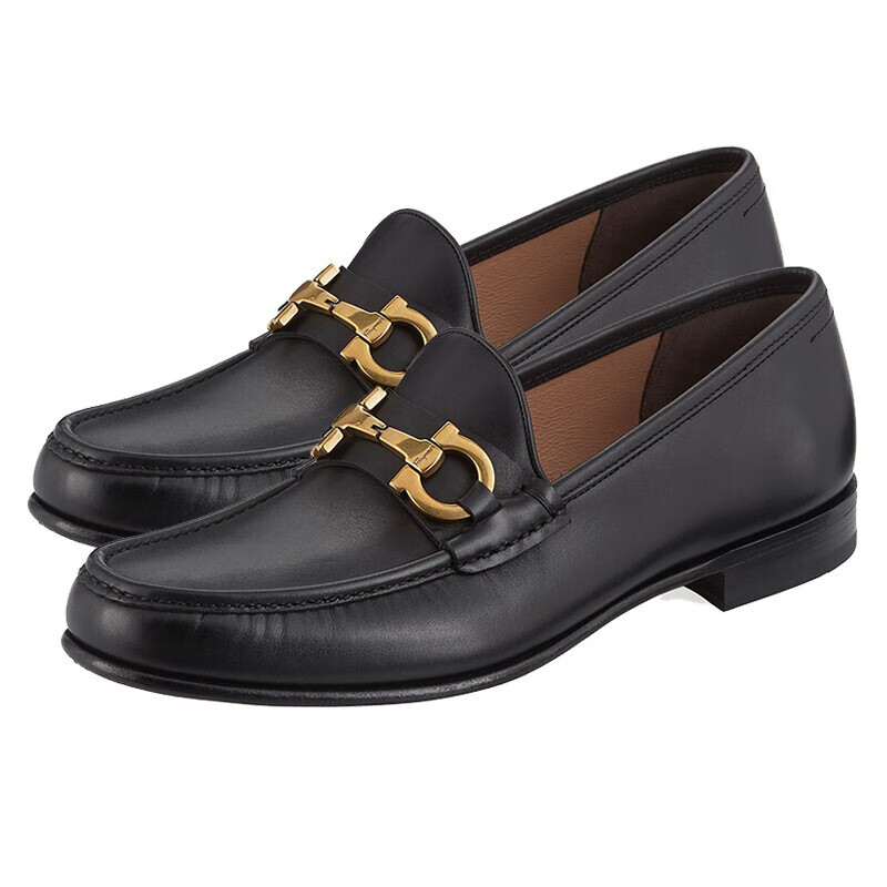 ferragamo菲拉格慕男士皮鞋黑色商务正装鞋休闲鞋乐福鞋黑色