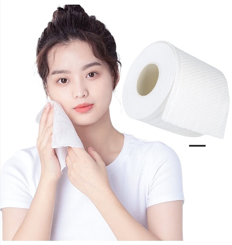 清风洗脸巾一次性卷筒加厚棉柔巾干湿两用美容毛巾卸妆洁面巾 20*20浅