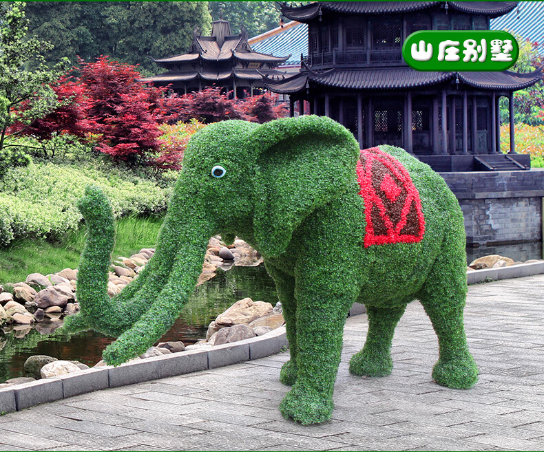 悦吉祥 大型仿真动物绿雕大象雕塑摆件户外园林园林景观绿植草皮雕塑