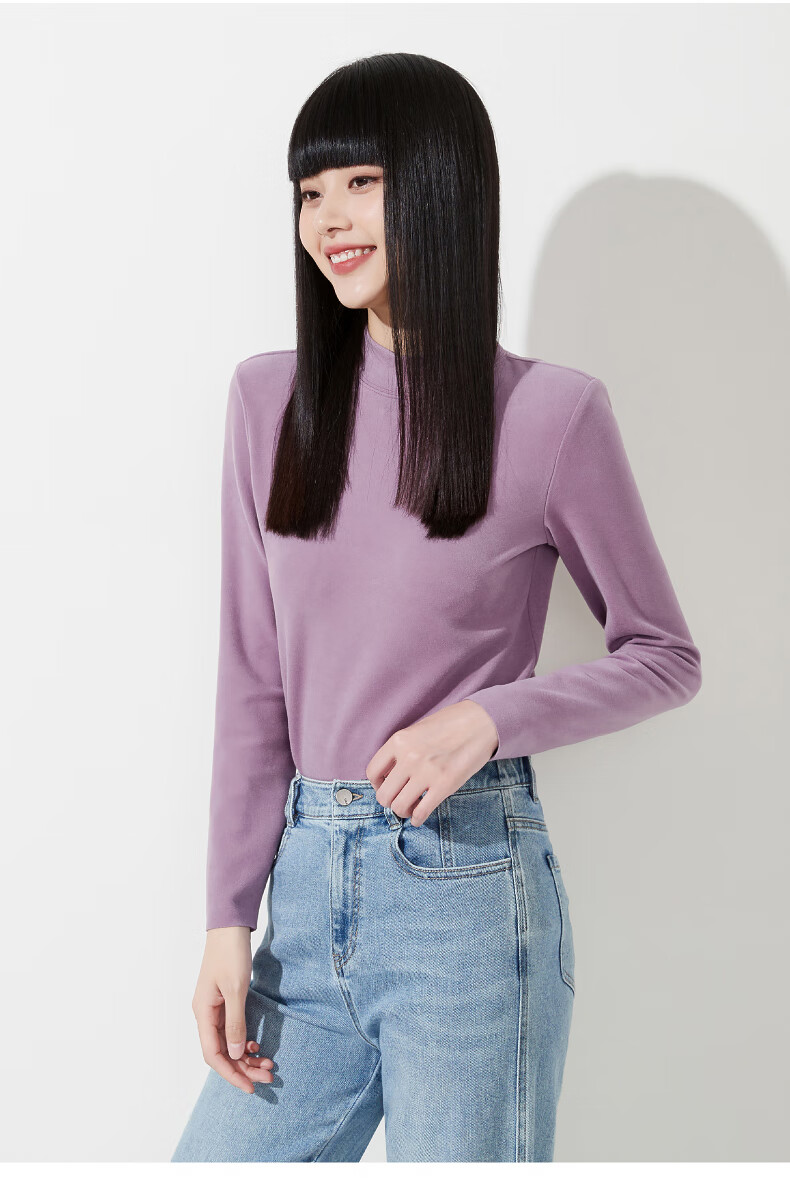 逸阳半高领钻石绒打底衫女2022秋季新款修身显瘦内搭上衣厚8688 深咖