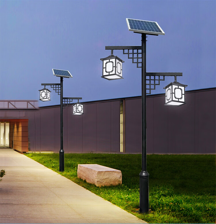 太阳能新中式路灯户外防水3米led景观灯小区双头接电仿古庭院灯接电款