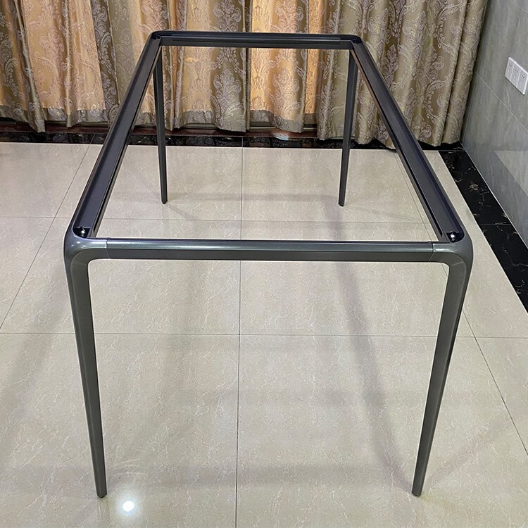 岩板餐桌脚内嵌款铝合金实心桌腿圆角50极简现代餐桌脚长方形饭桌