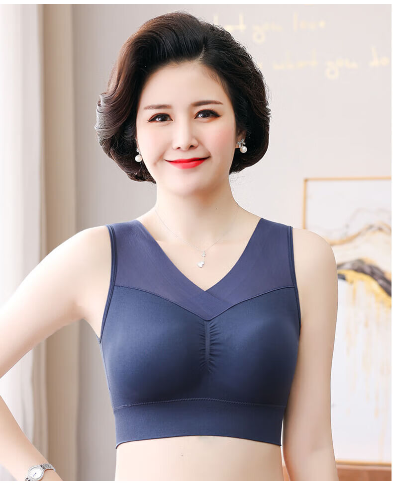 芬腾旗舰妈妈内衣女文胸背心式无钢圈中年妇女运动美背聚拢薄款夏季