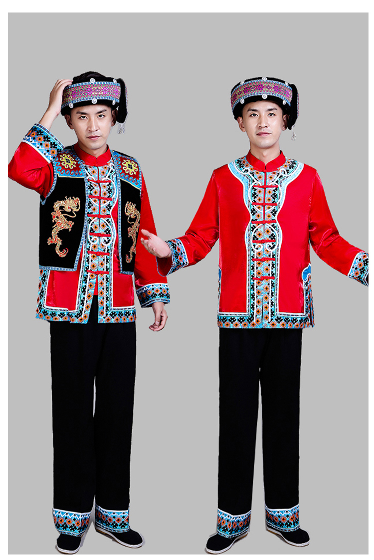 土家族服装男少数民族服装男成人中国风男彝族新款舞蹈表演服演出套装
