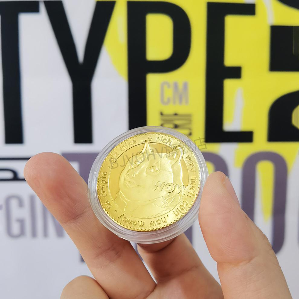 狗狗币实物dogecoin纪念币纪念章镀金纪念品马斯克带货金币收藏工1dog
