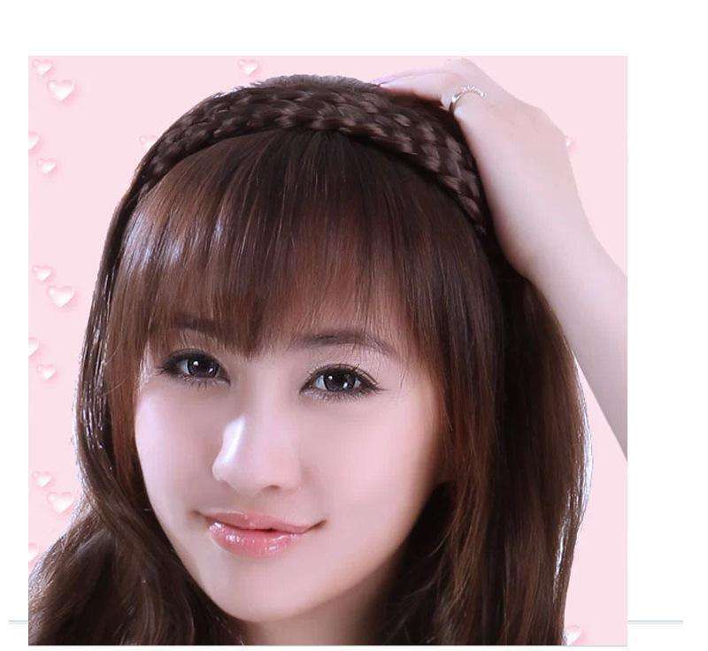 世雅刘海假发女懒人发箍全真发刘海辫子空气刘海遮额头修脸神器自然黑