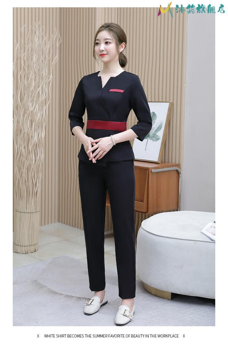 足疗技师工作服新款美容院美容师工作服女春夏季养生馆足浴足疗技师