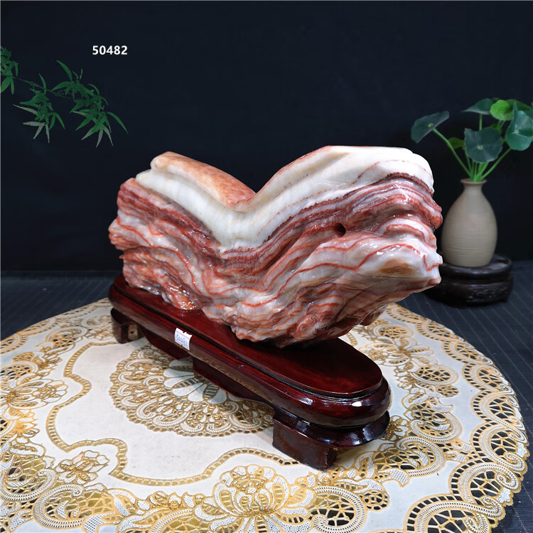 天然原石观赏石红烧肉腊肉五花肉玉石收藏装饰摆件 1680-1【图片 价格