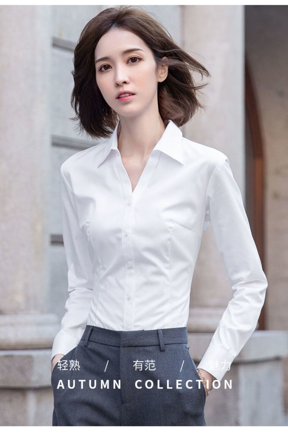 日系原单衬衣女2022春季白色职业衬衫女长袖工作服正装面试上班气质