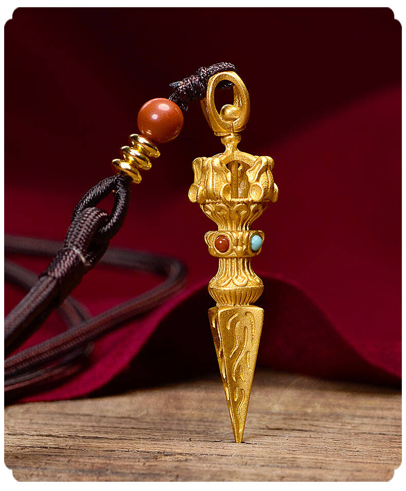 泰聚福轻奢高端珠宝金刚杵吊坠银男女吊坠配饰把件黄金色纪念日生日