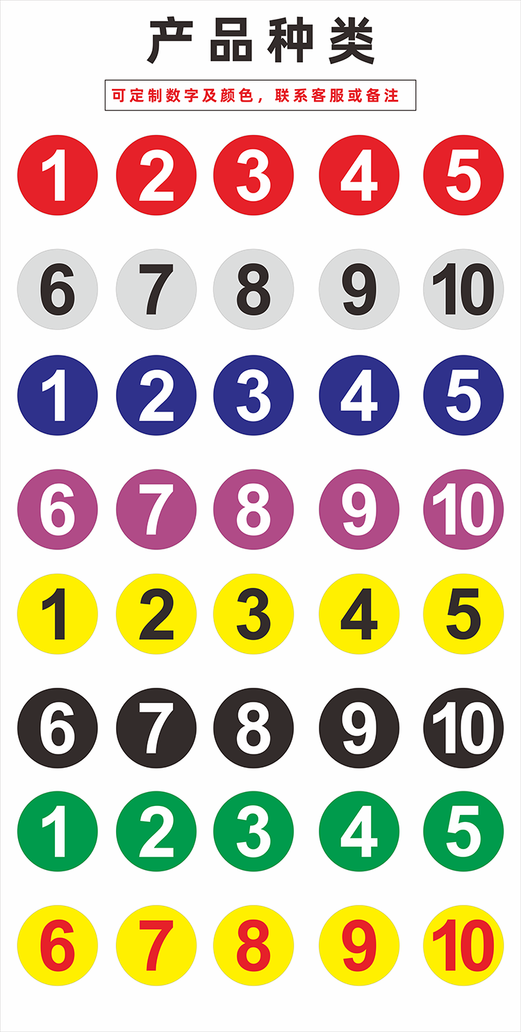 创森小米亚克力数字号码标识牌车间机器设备编号楼层桌号座位牌贴圆牌