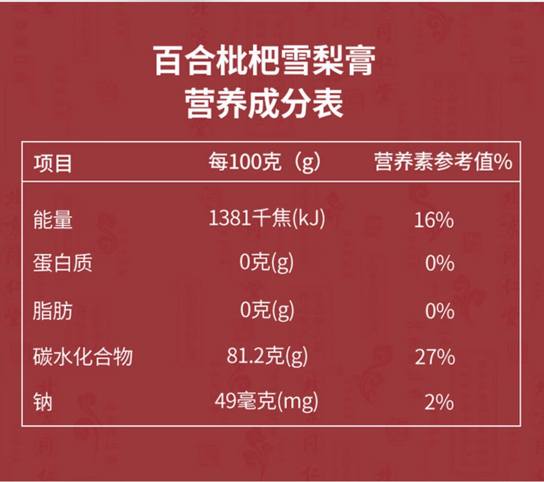 雪梨膏北京同仁堂秋梨膏百合枇杷雪梨膏琵琶枇杷膏润燥膏古法熬制