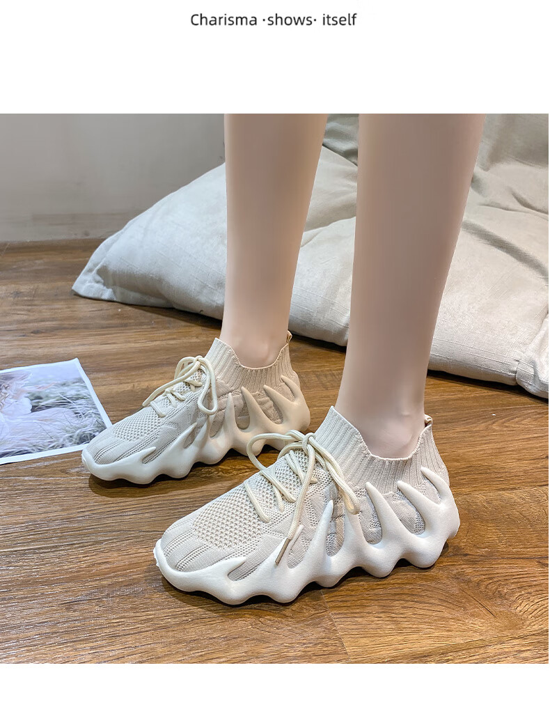 浪莎langsha运动饺子鞋女春秋2022年新款网红ins潮百搭八爪鱼底系带