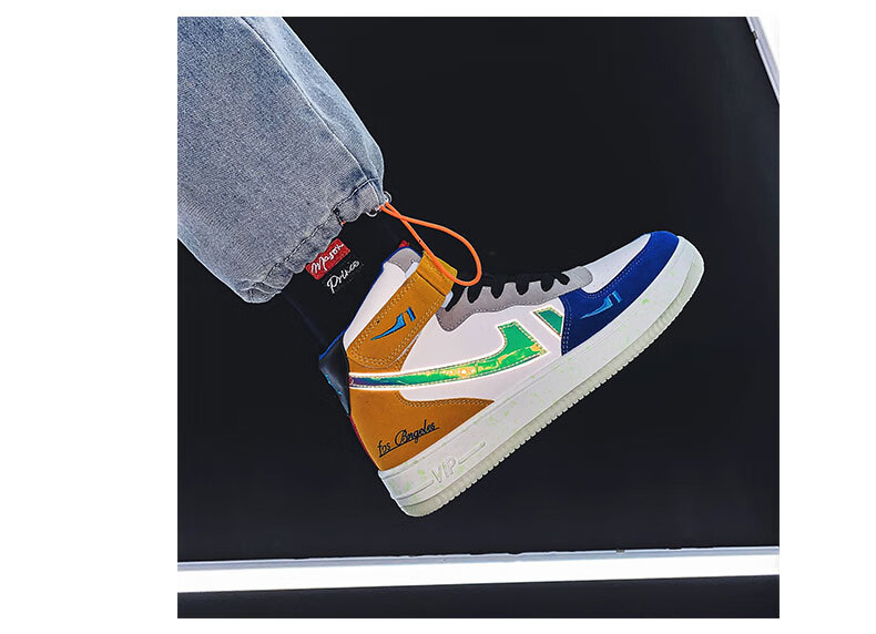 莆田鞋同款满天星夜光aj高帮鞋男韩版潮流休闲增高鸳鸯板鞋夏季学生