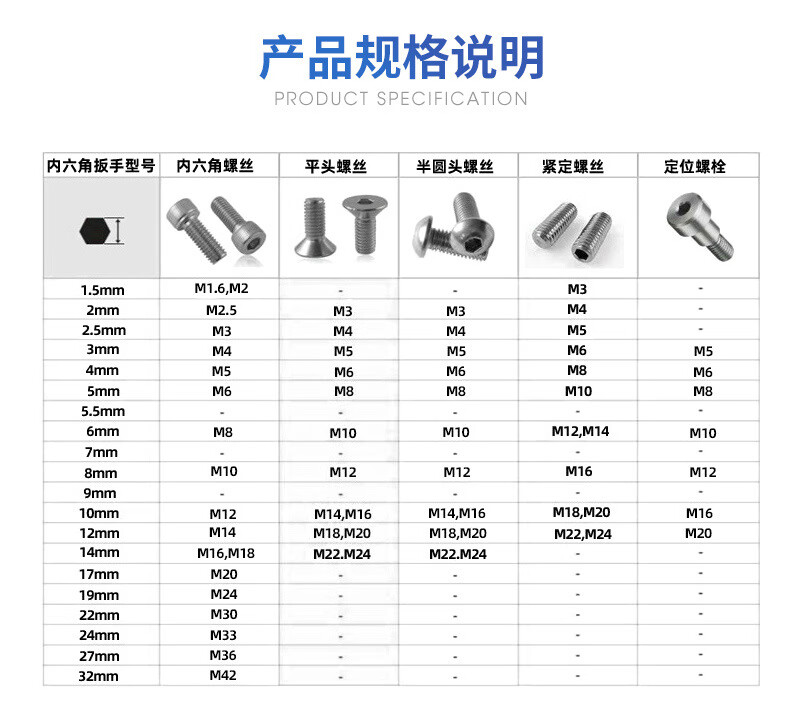 镍六角匙平头扳手高强度内六角公制英制六角扳手板手内六角扳手镍平头