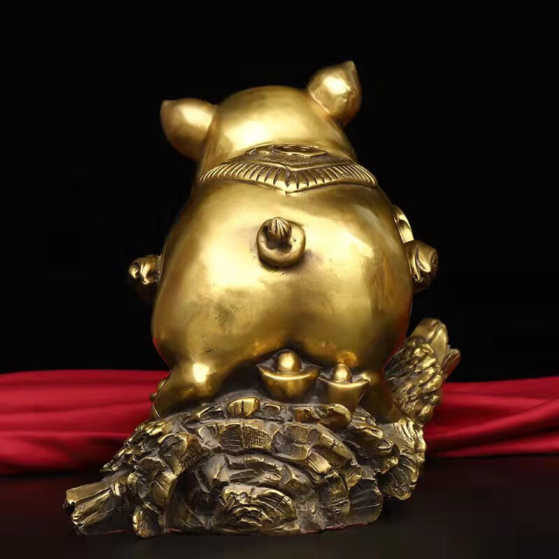 纯铜猪摆件存钱金猪可爱生肖猪吉祥金钱猪办公桌面客厅现代工艺品