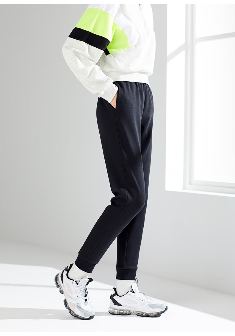 安踏运动裤女裤加绒保暖针织束脚裤宽松舒适长裤跑步裤运动休闲裤子